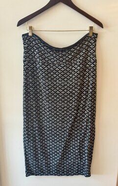 Max Studio Pencil Skirt Black White Geometric Print